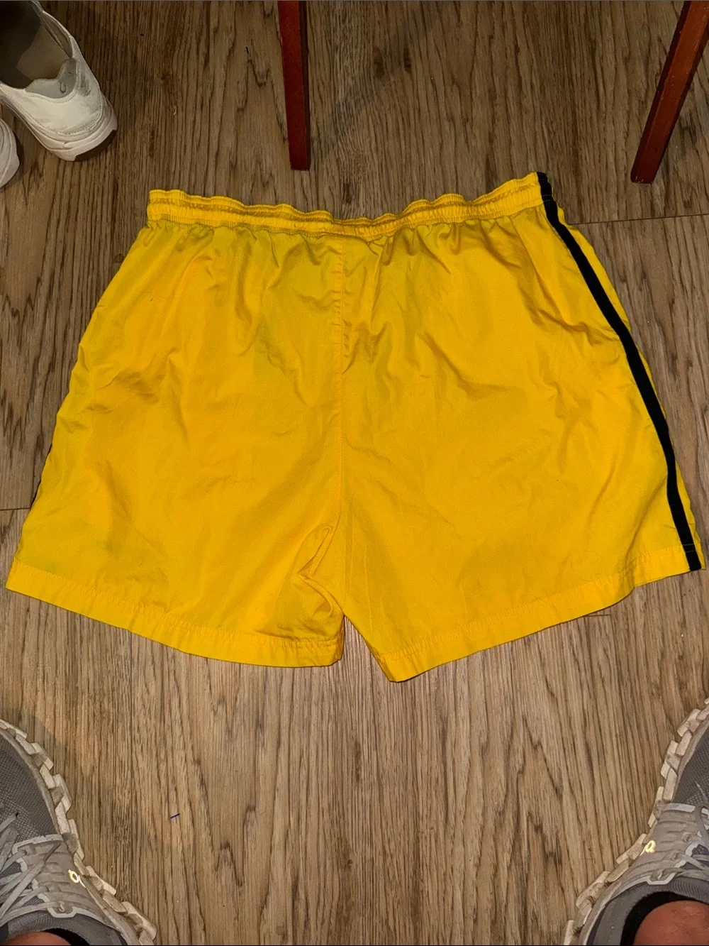 Tommy Hilfiger Men’s Bright Yellow Swim Board Shorts with Black Trim L VTG